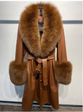 Gill Long Sheepskin Fox Fur Coat