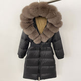 Veronica Fox Collar Long Fur Down Coat