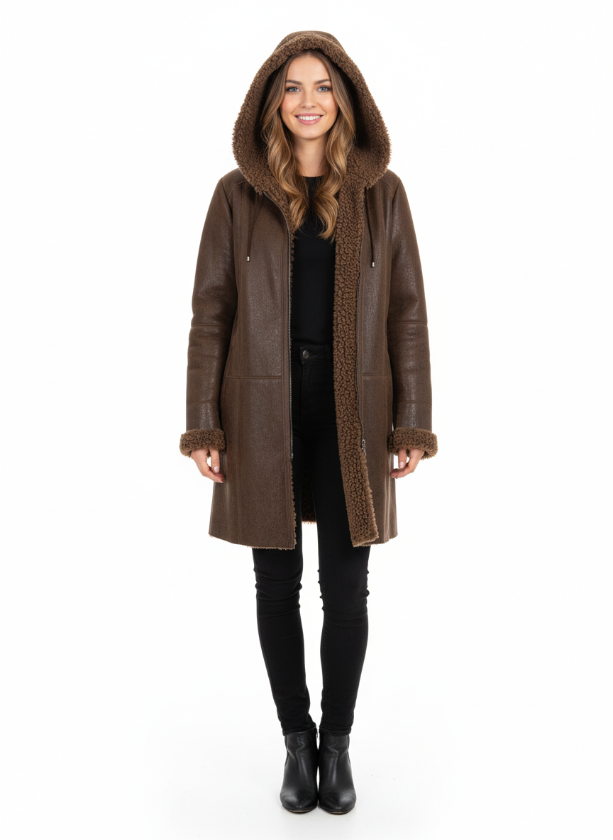 Brown short Curly haired Long coat