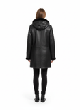 Long Black Sheepskin woth removable Hood
