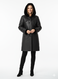 Long Black Sheepskin woth removable Hood