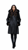 Long Black sheepskin with hood