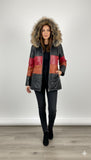 Tri coloured Leather with fur hood