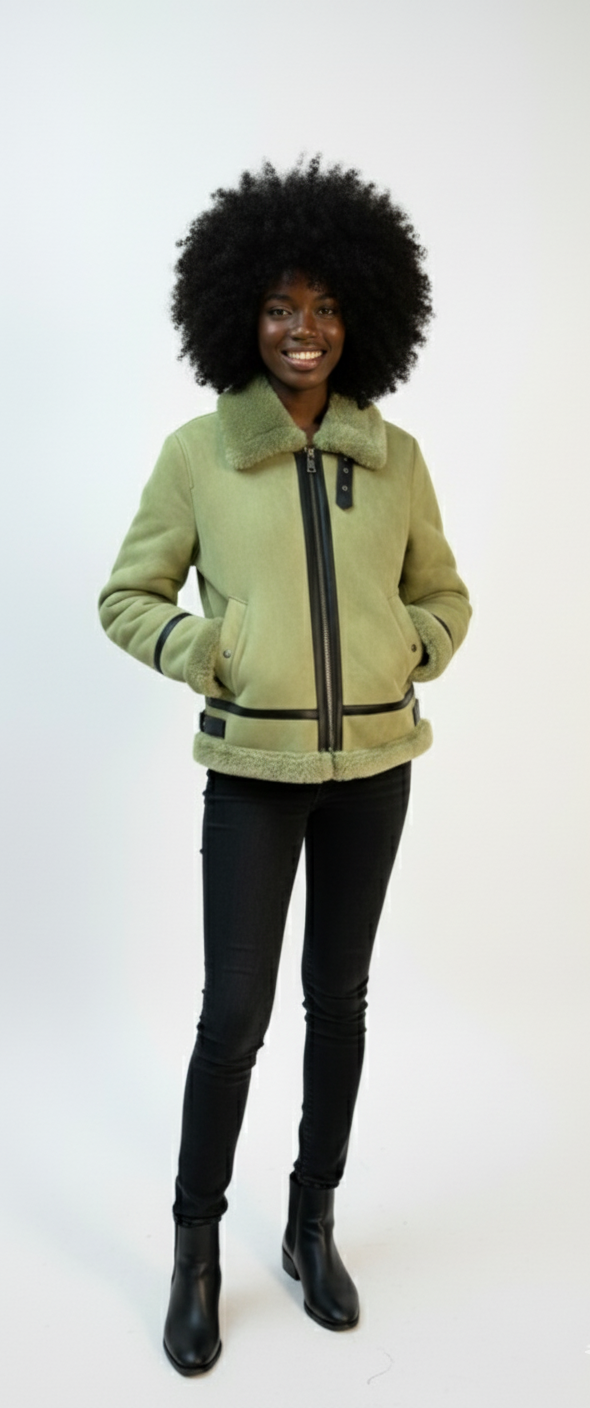 Short Light Green Sheepskin
