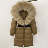 Veronica Fox Collar Long Fur Down Coat