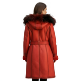 Red Long Sheepskin Furcollar