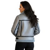 Short Light Blue Sheepskin Jacket