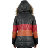 Tri colored Leather with fur hood