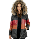 Tri colored Leather with fur hood