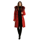 Red Long Sheepskin Furcollar